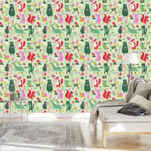 Papier Peint Pour Les Enfants - Animaux De La Forêt Amoureux – Image 3