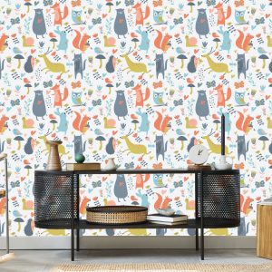 Papier Peint Pour Les Enfants - Animaux De La Forêt Amoureux – Image 5