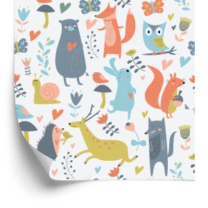 Papier Peint Pour Les Enfants - Animaux De La Forêt Amoureux – Image 2