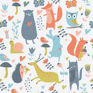 Papier Peint Pour Les Enfants - Animaux De La Forêt Amoureux – Image 1
