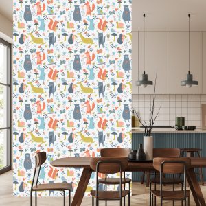 Papier Peint Pour Les Enfants - Animaux De La Forêt Amoureux – Image 4