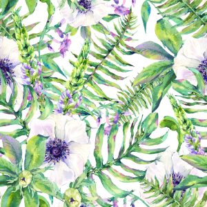 Papier Peint Feuilles Fleurs – Image 1