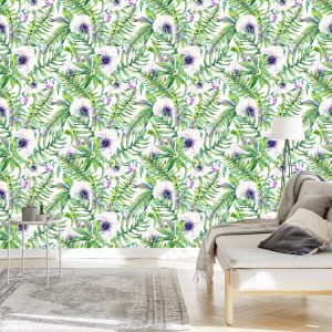 Papier Peint Feuilles Fleurs – Image 3