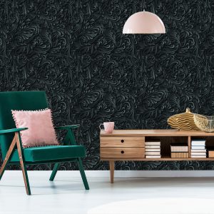 Papier Peint Feuilles Modernes 3D Pour Salon De Bureau – Image 6