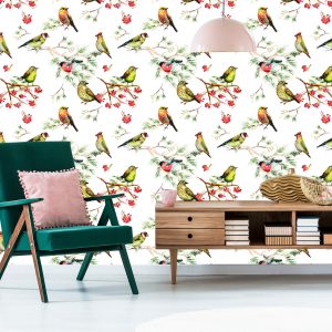 Papier Peint Oiseaux Multicolores Perchés Sur Des Branches – Image 6