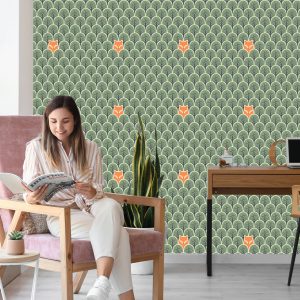 Papier Peint Arbres Branches Chambre D'enfant Verte – Image 7