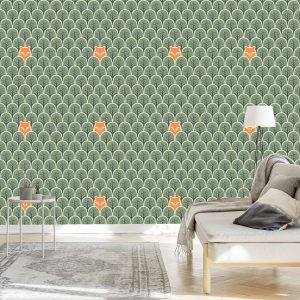 Papier Peint Arbres Branches Chambre D'enfant Verte – Image 3