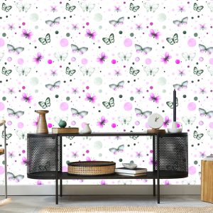 Papier Peint Mur Pour Chambre De Bébé Papillons - Pois – Image 5