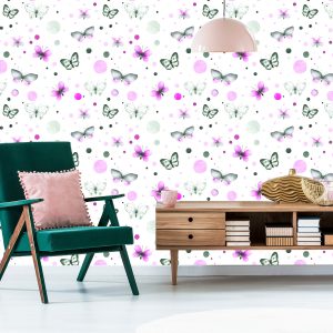 Papier Peint Mur Pour Chambre De Bébé Papillons - Pois – Image 6