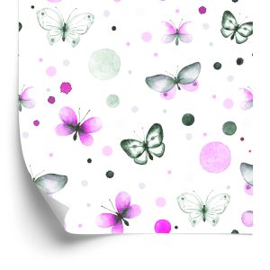 Papier Peint Mur Pour Chambre De Bébé Papillons - Pois – Image 2
