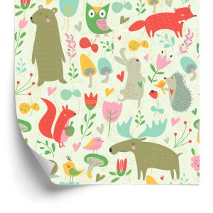 Papier Peint Pour Les Enfants - Animaux Et Plantes De La Forêt – Image 2
