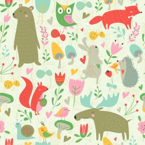 Papier Peint Pour Les Enfants - Animaux Et Plantes De La Forêt – Image 1