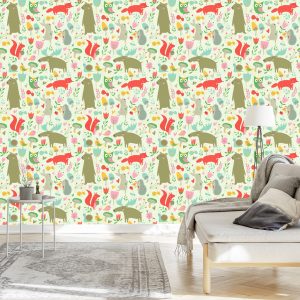 Papier Peint Pour Les Enfants - Animaux Et Plantes De La Forêt – Image 3