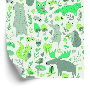 Papier Peint Pour Les Enfants - Animaux Et Plantes De La Forêt – Image 2
