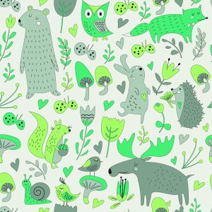 Papier Peint Pour Les Enfants - Animaux Et Plantes De La Forêt – Image 1