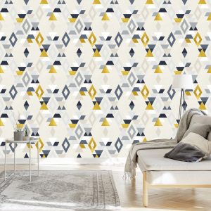 Papier Peint Motifs Géométriques Style Rétro – Image 3