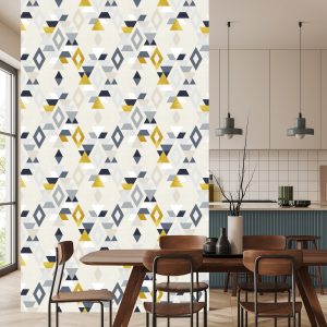Papier Peint Motifs Géométriques Style Rétro – Image 4