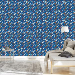 Papier Peint Pour Les Enfants - Fusées Spatiales Colorées – Image 3