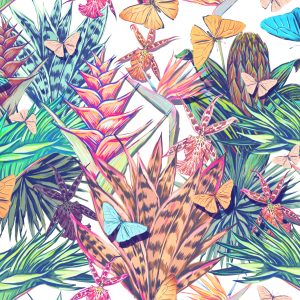 Papier Peint Plantes Tropicales Et Insectes – Image 1
