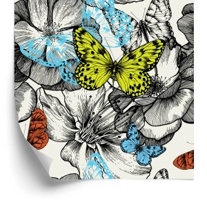 Papier Peint Pour Les Enfants - Papillons Parmi Les Fleurs – Image 2