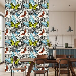 Papier Peint Pour Les Enfants - Papillons Parmi Les Fleurs – Image 4