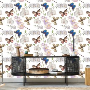 Papier Peint Pour La Chambre De Bébé Papillons, Fleurs, Plantes – Image 5