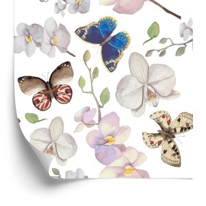 Papier Peint Pour La Chambre De Bébé Papillons, Fleurs, Plantes – Image 2