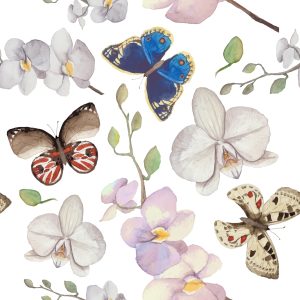 Papier Peint Pour La Chambre De Bébé Papillons, Fleurs, Plantes – Image 1