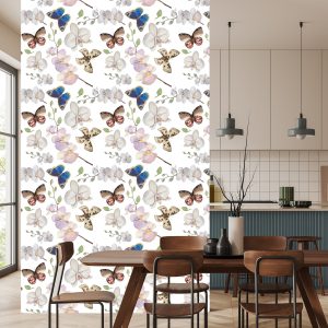 Papier Peint Pour La Chambre De Bébé Papillons, Fleurs, Plantes – Image 4