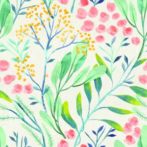 Papier Peint Plantes Pastel Dans Un Style Rétro – Image 1