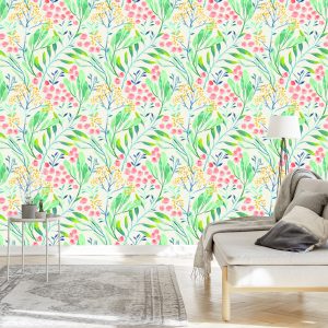 Papier Peint Plantes Pastel Dans Un Style Rétro – Image 3