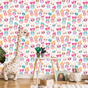 Papier Peint Pour La Chambre Des Bébés Filles, Des Animaux, Des Fleurs – Image 5