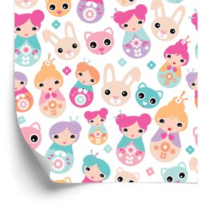 Papier Peint Pour La Chambre Des Bébés Filles, Des Animaux, Des Fleurs – Image 2