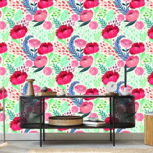 Papier Peint Coquelicots Rétro Parmi La Verdure – Image 5