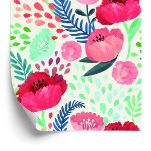 Papier Peint Coquelicots Rétro Parmi La Verdure – Image 2