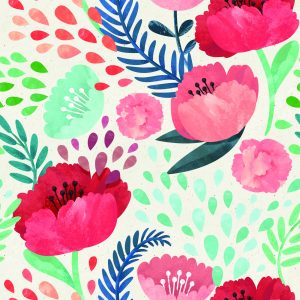 Papier Peint Coquelicots Rétro Parmi La Verdure – Image 1