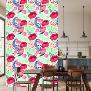 Papier Peint Coquelicots Rétro Parmi La Verdure – Image 4