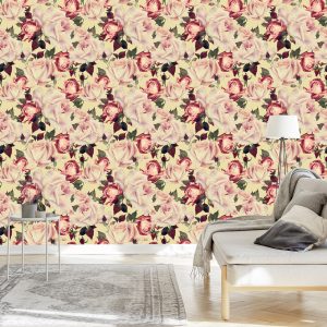 Papier Peint Fleurs Roses Dans Un Style Aquarelle Vintage – Image 3