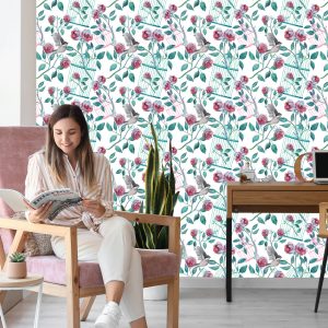 Papier Peint Oiseaux Cage Roses – Image 7