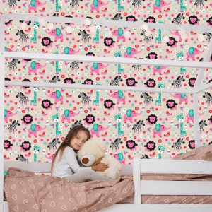 Papier Peint Pour Fille Safari Zèbres Lions Éléphants – Image 7