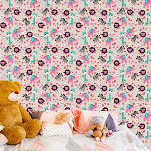 Papier Peint Pour Fille Safari Zèbres Lions Éléphants – Image 6
