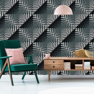 Papier Peint Carrés De Profondeur 3D Géométriques Pour Le Salon – Image 6