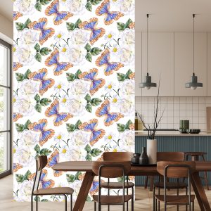 Papier Peint Pour Les Roses De Cuisine, Les Fleurs, Le Vert, Les Papillons Nature – Image 4