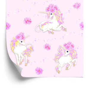 Papier Peint Pour Les Enfants - Belles Licornes Et Fleurs – Image 2