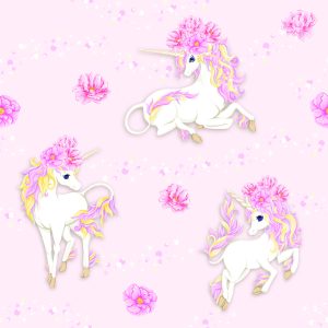 Papier Peint Pour Les Enfants - Belles Licornes Et Fleurs – Image 1