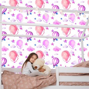 Papier Peint Chambre D'enfant Avec Ballons, Étoile, Nuages – Image 7