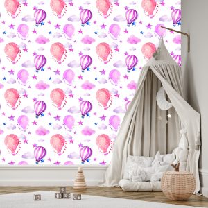 Papier Peint Chambre D'enfant Avec Ballons, Étoile, Nuages – Image 3