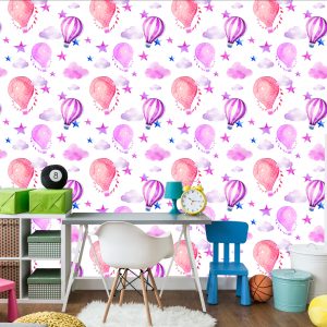 Papier Peint Chambre D'enfant Avec Ballons, Étoile, Nuages – Image 4