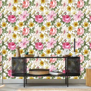 Papier Peint Pour La Chambre À Coucher Avec Des Fleurs – Image 5