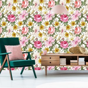 Papier Peint Pour La Chambre À Coucher Avec Des Fleurs – Image 6